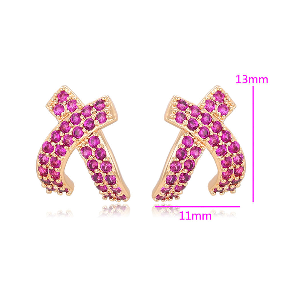 Pozlacené Slitinové Náušnice s Růžovým Emporia® Křišťálem