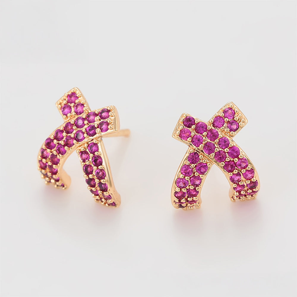 Pozlacené Slitinové Náušnice s Růžovým Emporia® Křišťálem