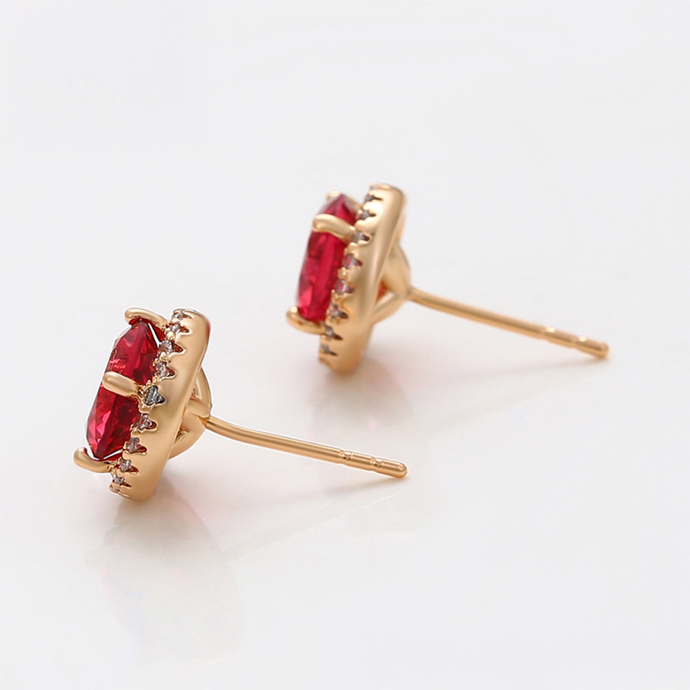 Pozlacené Slitinové Náušnice s Červeným Emporia® Křišťálem a Bílým Emporia® Křišťálem