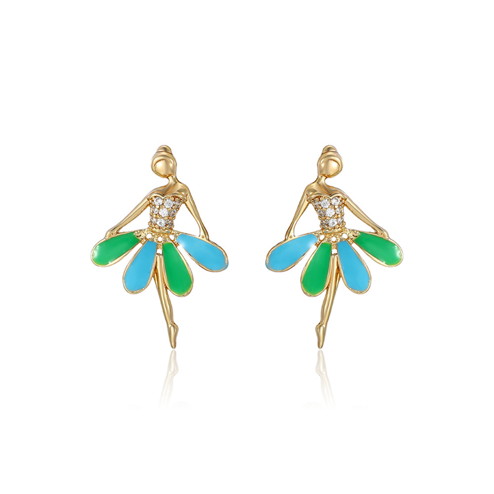 Pozlacené Slitinové Náušnice se Smaltem a Bílým Emporia® Křišťálem 2 