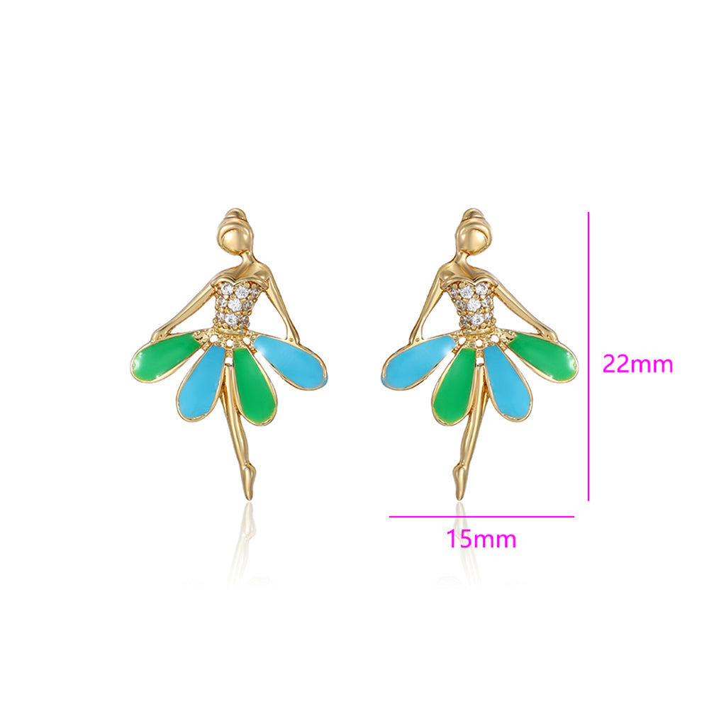 Pozlacené Slitinové Náušnice se Smaltem a Bílým Emporia® Křišťálem 3 