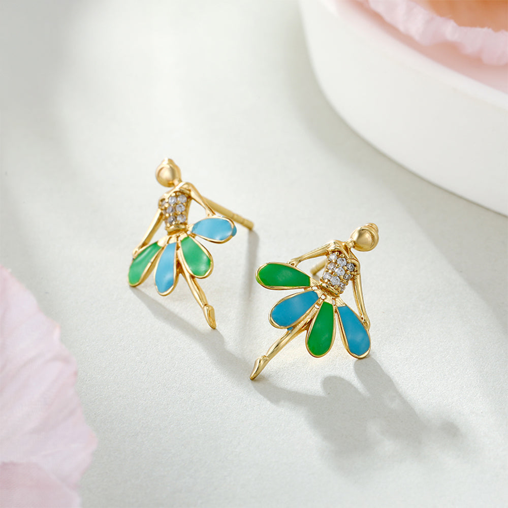 Pozlacené Slitinové Náušnice se Smaltem a Bílým Emporia® Křišťálem 1 