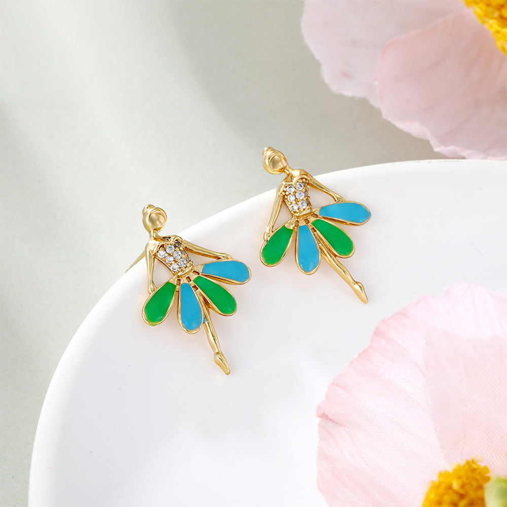 Pozlacené Slitinové Náušnice se Smaltem a Bílým Emporia® Křišťálem 4 