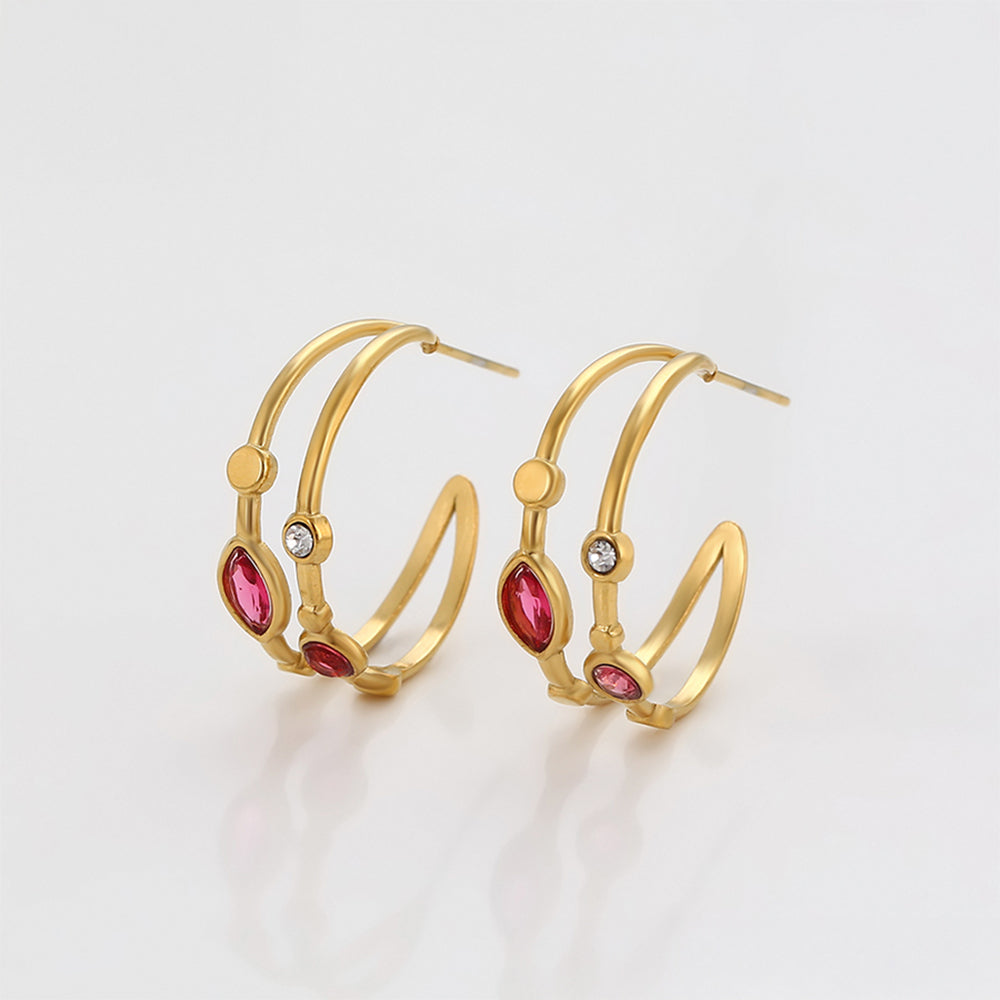 Pozlacené Slitinové Náušnice s Červeným Emporia® Křišťálem a Bílým Emporia® Křišťálem 5 