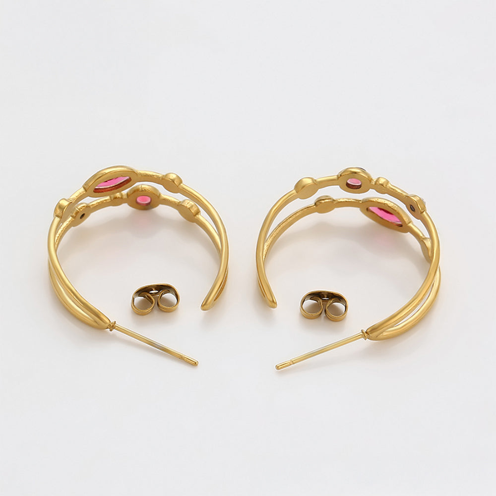 Pozlacené Slitinové Náušnice s Červeným Emporia® Křišťálem a Bílým Emporia® Křišťálem 7 