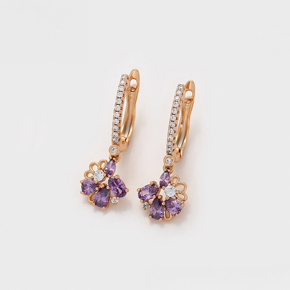 Pozlacené Slitinové Náušnice s Fialovým Emporia® Křišťálem a Bílým Emporia® Křišťálem 4 
