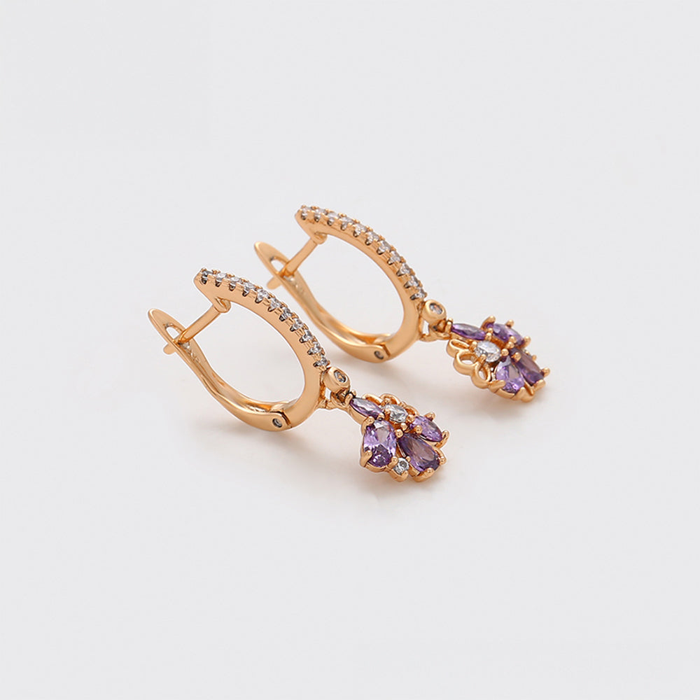 Pozlacené Slitinové Náušnice s Fialovým Emporia® Křišťálem a Bílým Emporia® Křišťálem 6 