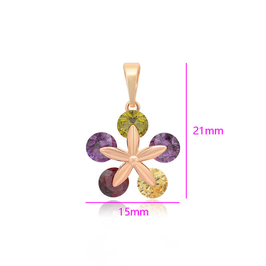 Pozlacený Slitinový Přívěsek se Zeleným Emporia® Křišťálem a Fialovým Emporia® Křišťálem