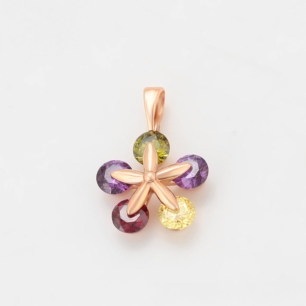Pozlacený Slitinový Přívěsek se Zeleným Emporia® Křišťálem a Fialovým Emporia® Křišťálem