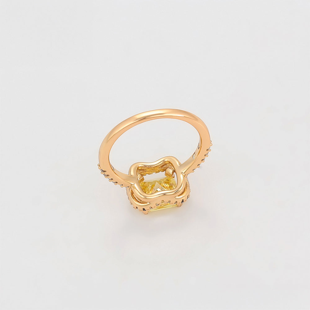 Pozlacený Slitinový Prsten se Žlutým Emporia® Křišťálem a Bílým Emporia® Křišťálem 4 