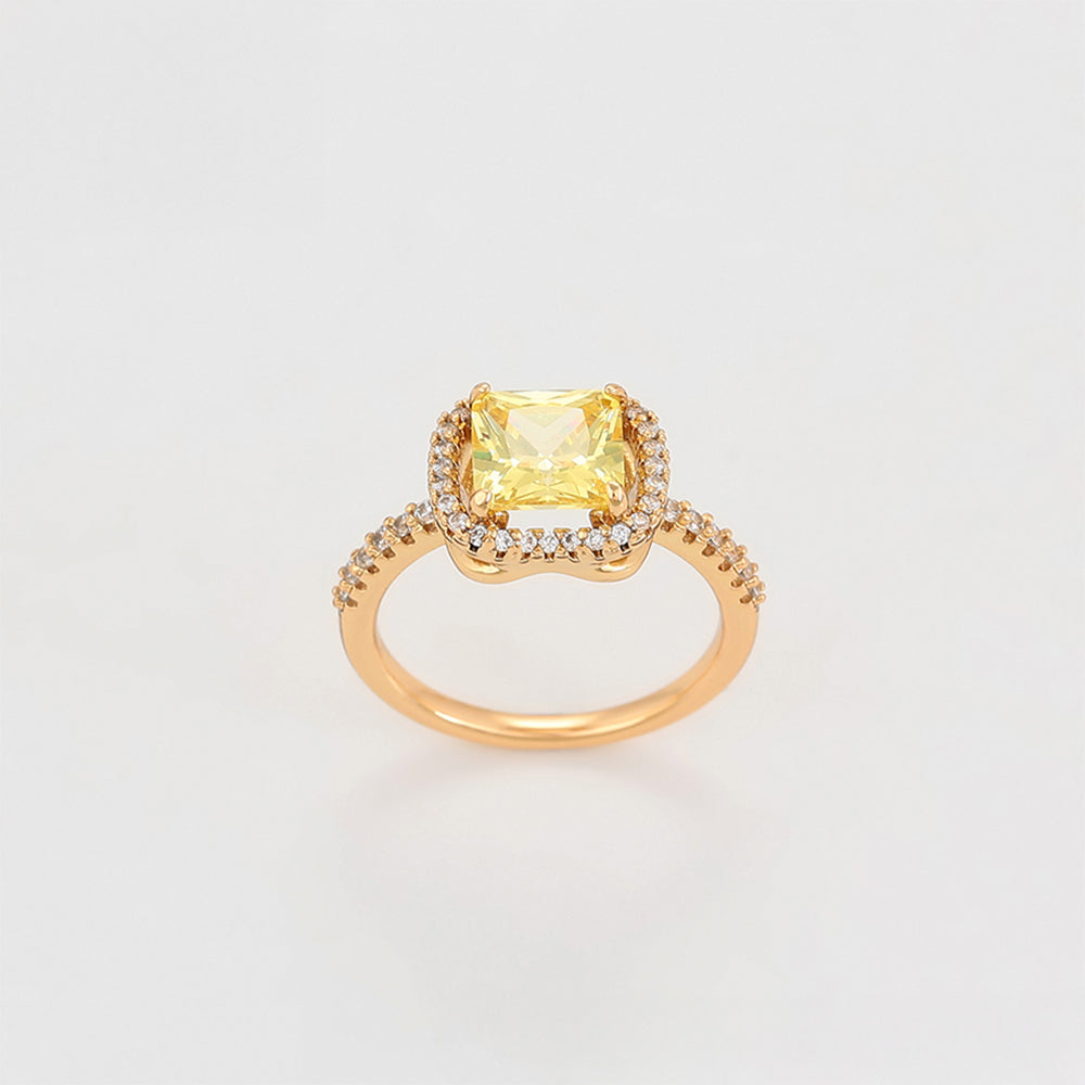 Pozlacený Slitinový Prsten se Žlutým Emporia® Křišťálem a Bílým Emporia® Křišťálem