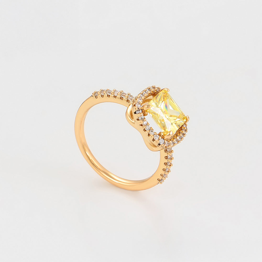 Pozlacený Slitinový Prsten se Žlutým Emporia® Křišťálem a Bílým Emporia® Křišťálem 7 