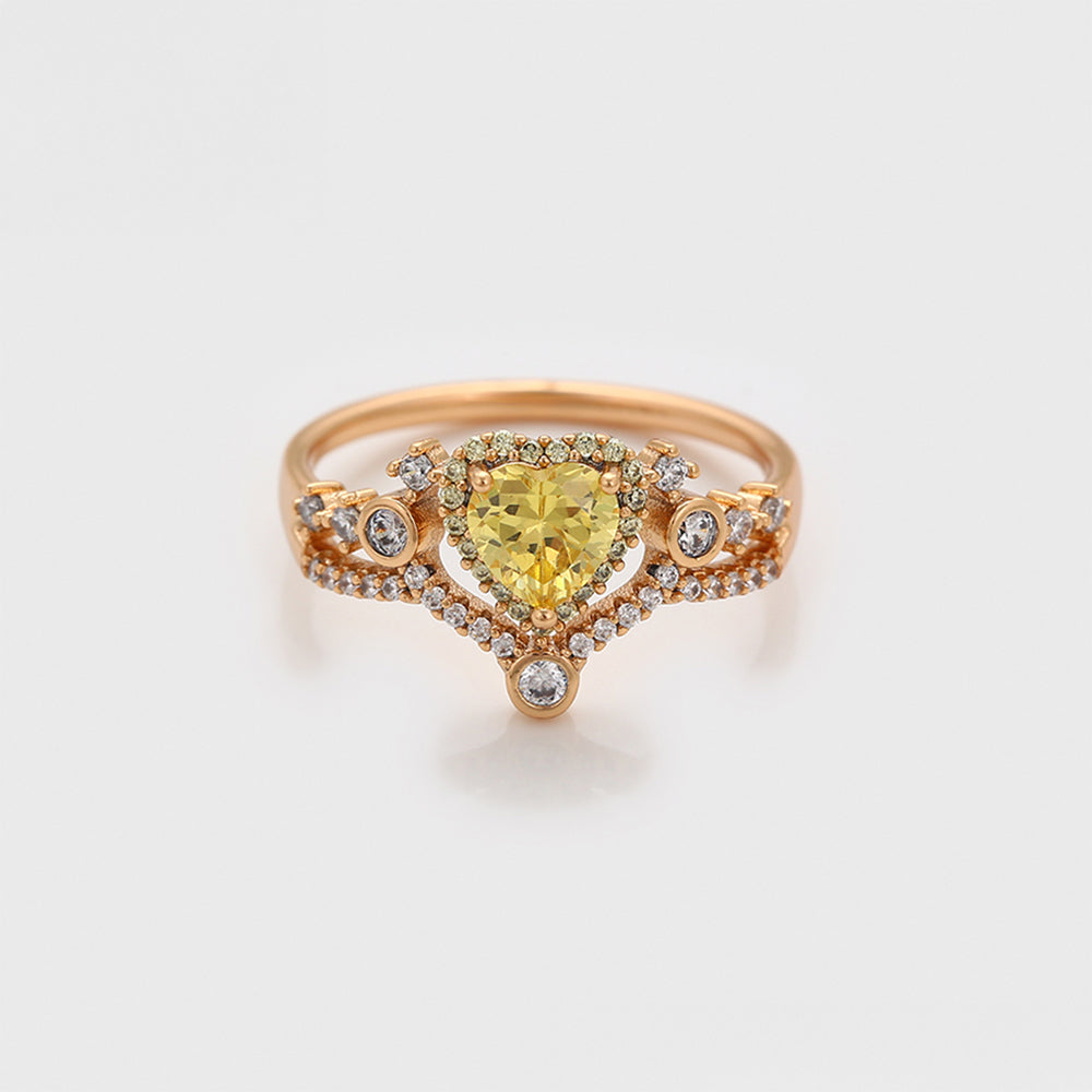 Pozlacený Slitinový Prsten se Žlutým Emporia® Křišťálem a Bílým Emporia® Křišťálem 7 