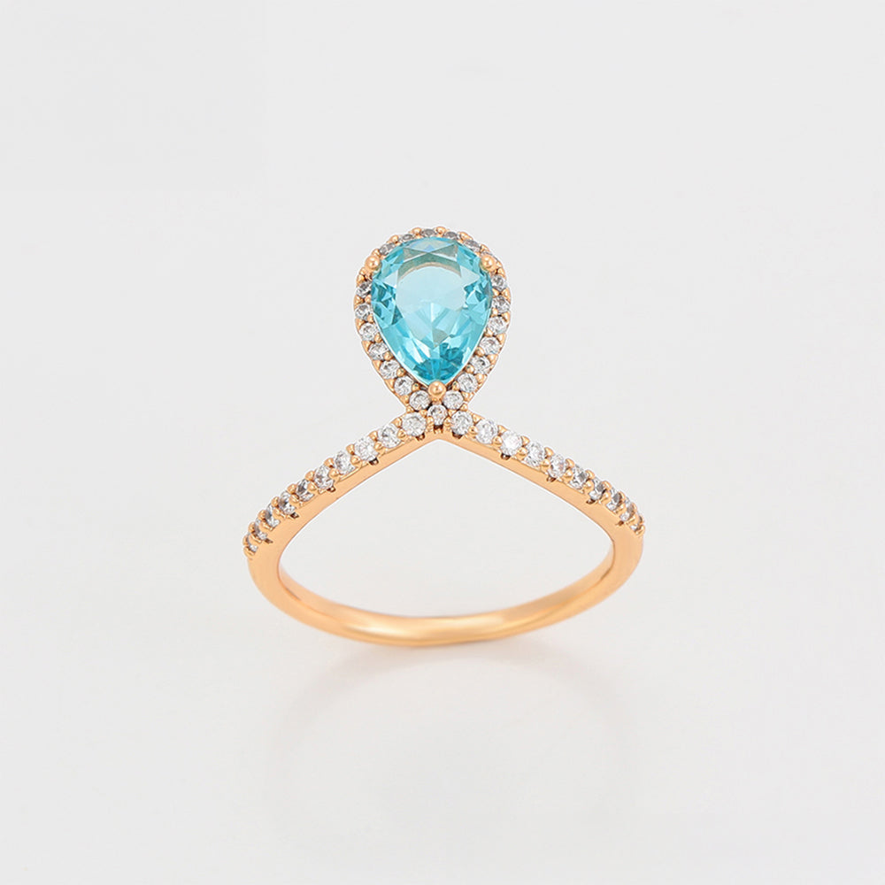 Pozlacený Slitinový Prsten s Modrým Emporia® Křišťálem a Bílým Emporia® Křišťálem 3 