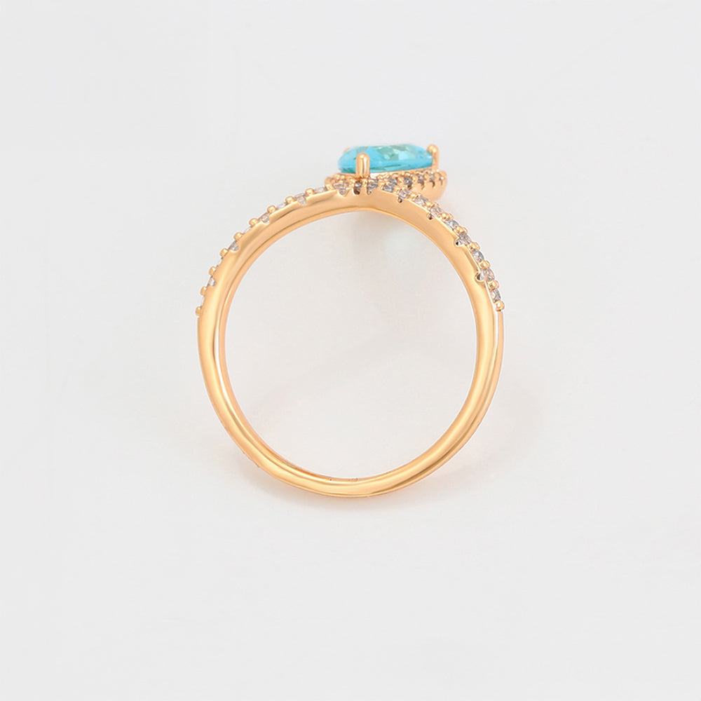 Pozlacený Slitinový Prsten s Modrým Emporia® Křišťálem a Bílým Emporia® Křišťálem