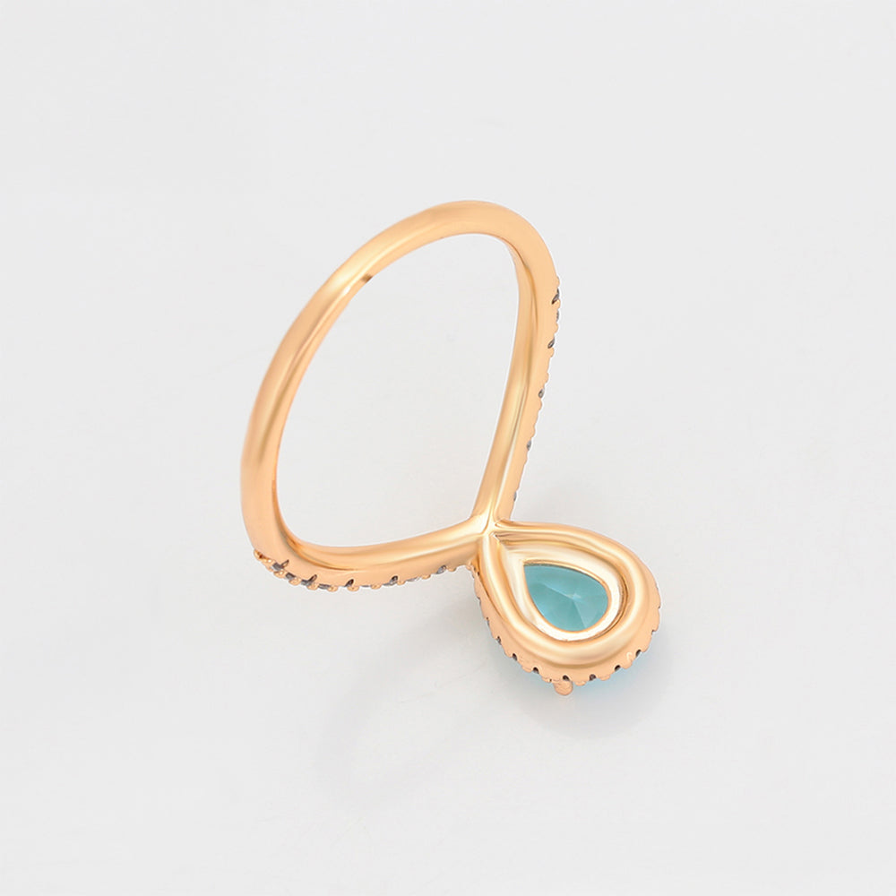 Pozlacený Slitinový Prsten s Modrým Emporia® Křišťálem a Bílým Emporia® Křišťálem 5 