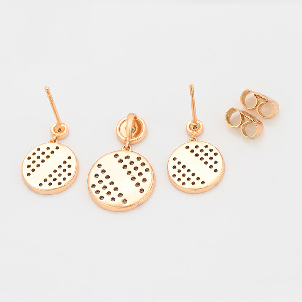 Pozlacená Slitinová Sada s Červeným Emporia® Křišťálem a Bílým Emporia® Křišťálem ( Náušnice+Přívěsek ) 3 