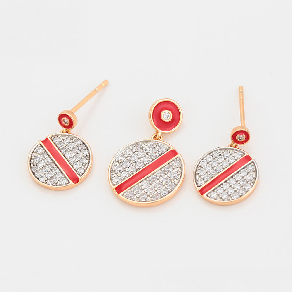 Pozlacená Slitinová Sada s Červeným Emporia® Křišťálem a Bílým Emporia® Křišťálem ( Náušnice+Přívěsek ) 6 