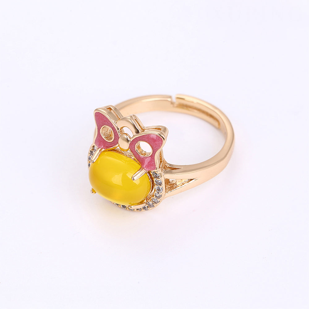 Pozlacená Slitinová Sada se Žlutým Emporia® Křišťálem a Bílým Emporia® Křišťálem ( Náušnice+Prsten+Přívěsek ) 4 