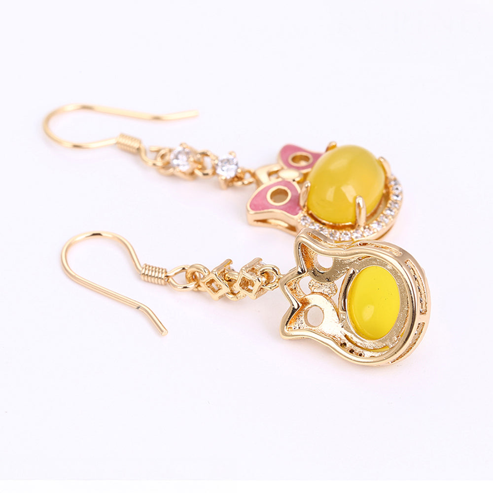 Pozlacená Slitinová Sada se Žlutým Emporia® Křišťálem a Bílým Emporia® Křišťálem ( Náušnice+Prsten+Přívěsek ) 6 