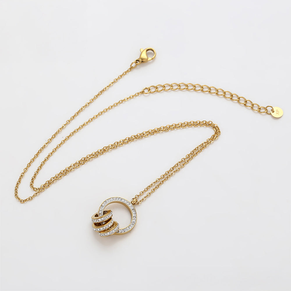 Pozlacená Slitinová Sada s Bílým Emporia® Křišťálem ( Náhrdelník+Náušnice+Přívěsek ) 6 