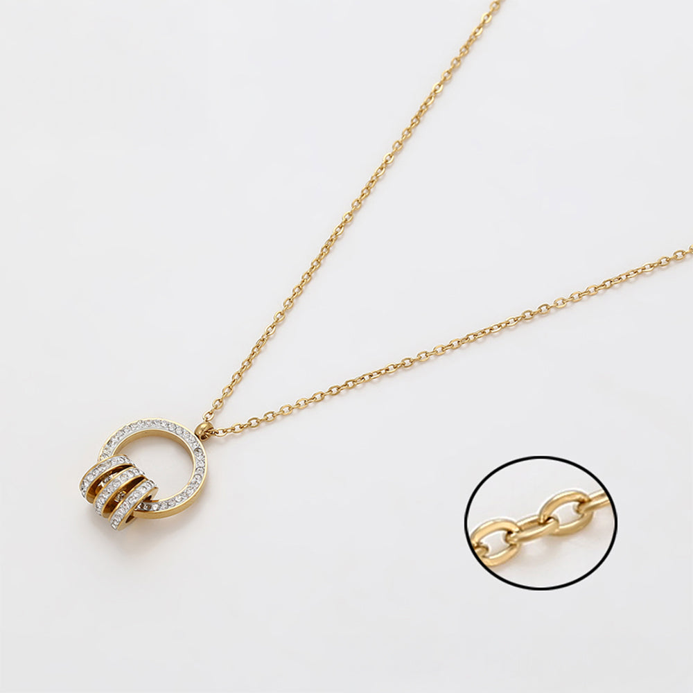 Pozlacená Slitinová Sada s Bílým Emporia® Křišťálem ( Náhrdelník+Náušnice+Přívěsek ) 8 