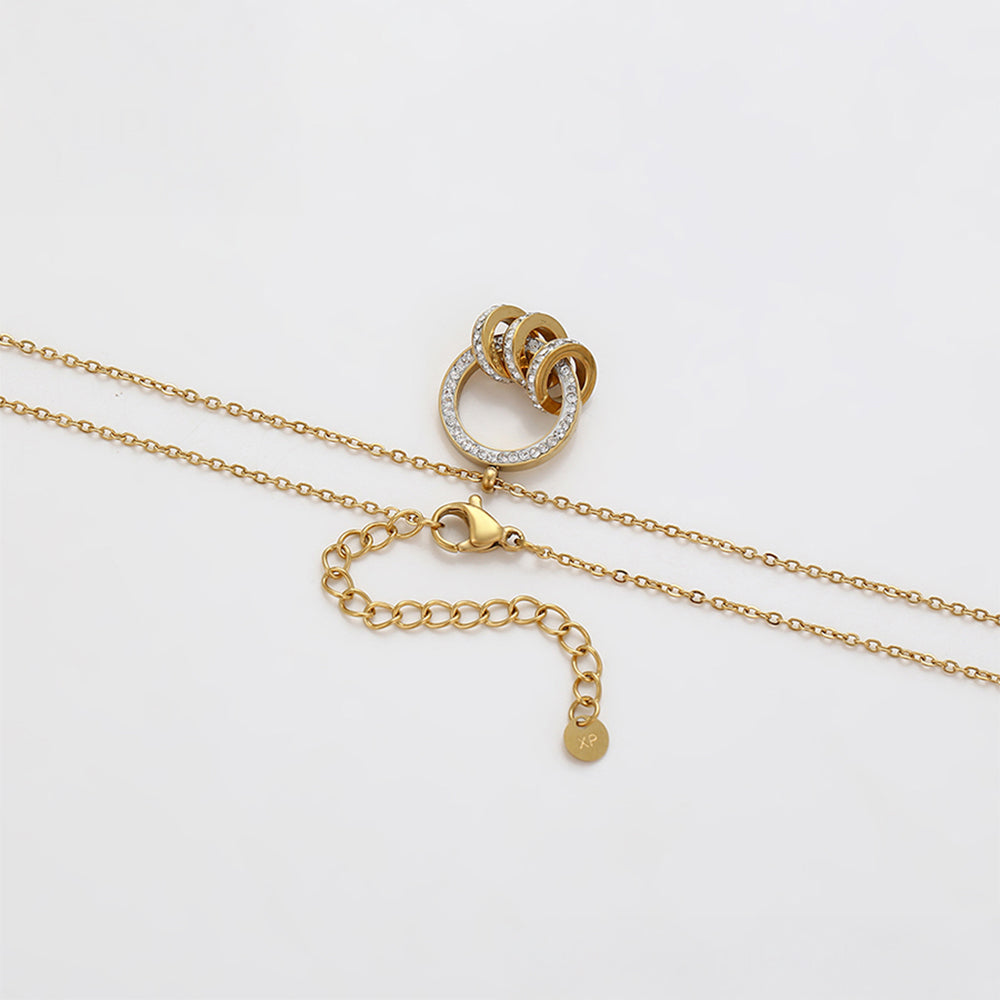 Pozlacená Slitinová Sada s Bílým Emporia® Křišťálem ( Náhrdelník+Náušnice+Přívěsek ) 9 