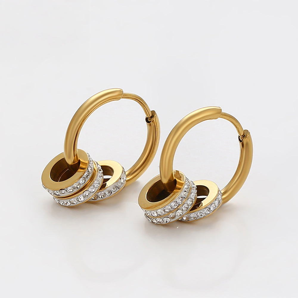 Pozlacená Slitinová Sada s Bílým Emporia® Křišťálem ( Náhrdelník+Náušnice+Přívěsek )