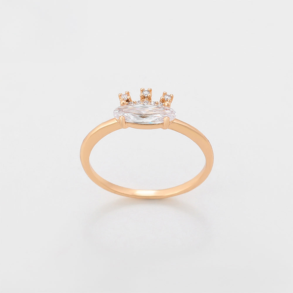 Pozlacený Slitinový Prsten s Bílým Emporia® Křišťálem