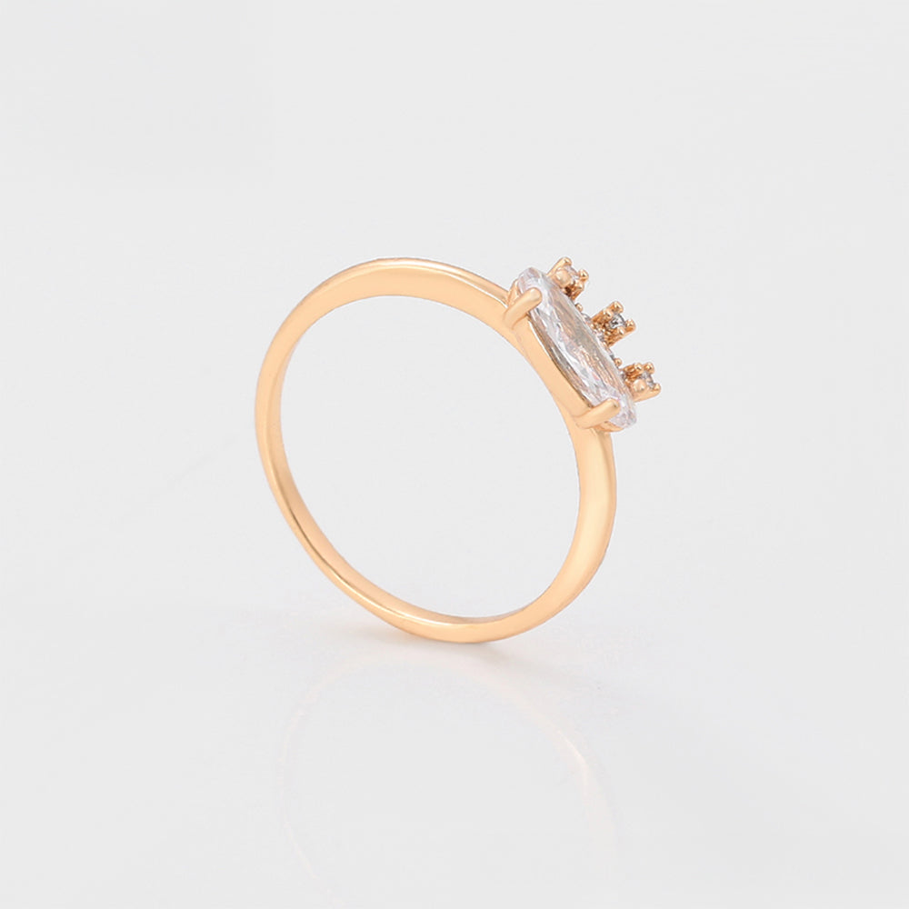 Pozlacený Slitinový Prsten s Bílým Emporia® Křišťálem 4 