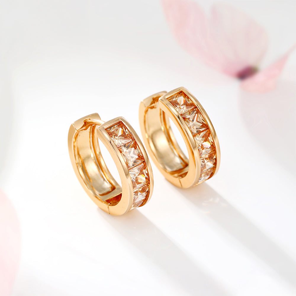 Pozlacené Slitinové Náušnice s Bílým Emporia® Křišťálem