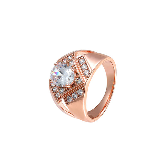 Pozlacený Slitinový Prsten s Bílým Emporia® Křišťálem