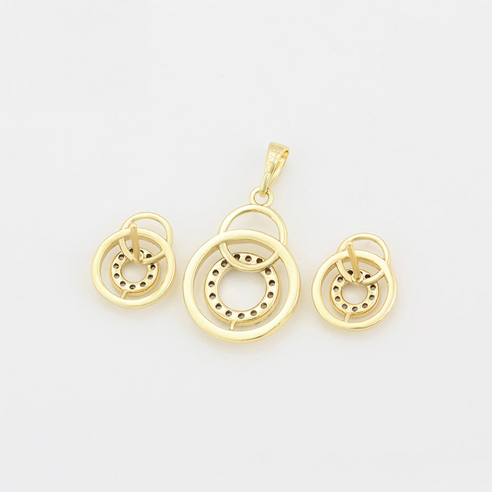 Pozlacená Slitinová Sada s Bílým Emporia® Křišťálem ( Náušnice+Přívěsek ) 3 