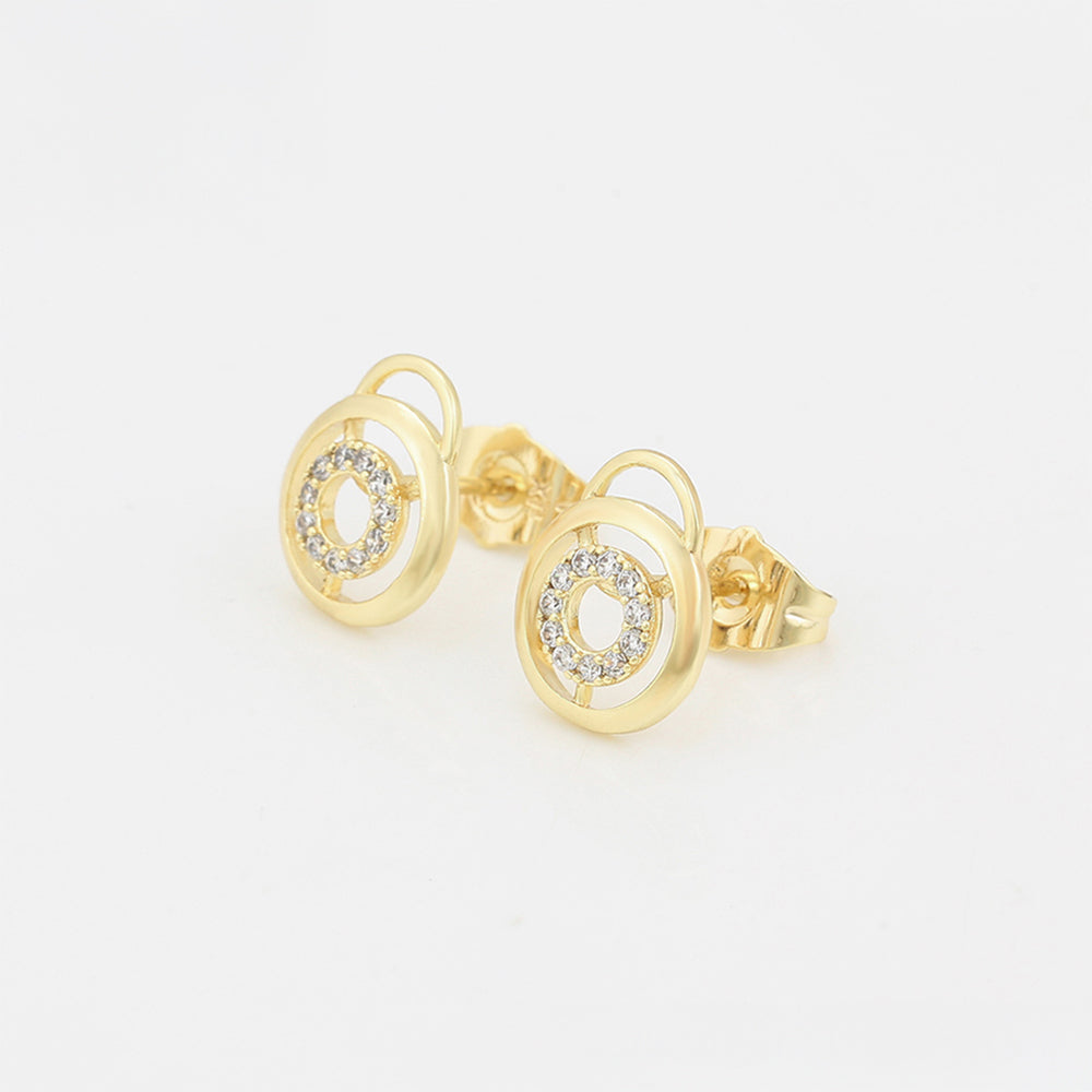 Pozlacená Slitinová Sada s Bílým Emporia® Křišťálem ( Náušnice+Přívěsek )