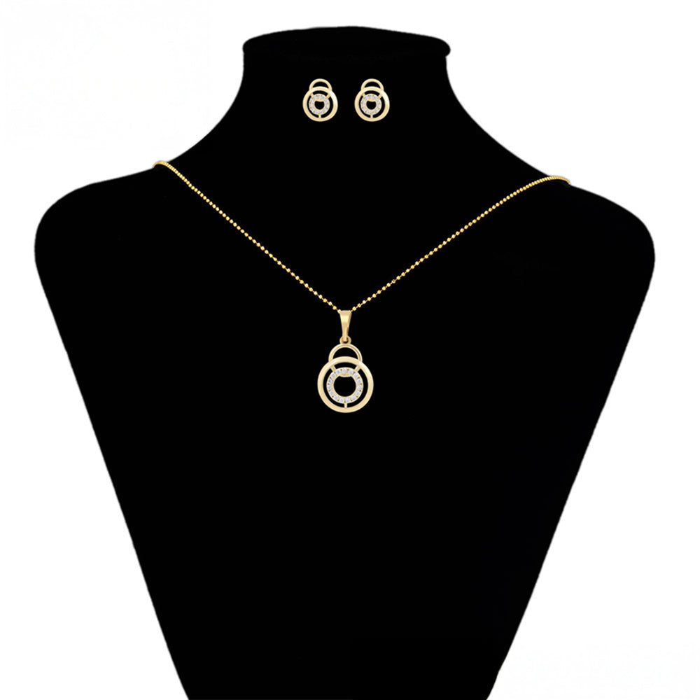 Pozlacená Slitinová Sada s Bílým Emporia® Křišťálem ( Náušnice+Přívěsek ) 6 