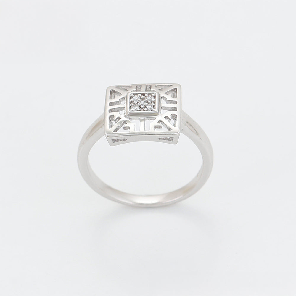 Pozlacená Slitinová Sada s Bílým Emporia® Křišťálem ( Náušnice+Prsten ) 6 