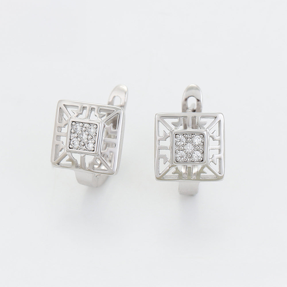 Pozlacená Slitinová Sada s Bílým Emporia® Křišťálem ( Náušnice+Prsten )