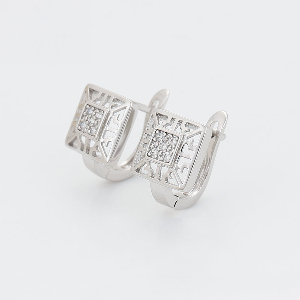 Pozlacená Slitinová Sada s Bílým Emporia® Křišťálem ( Náušnice+Prsten ) 11 