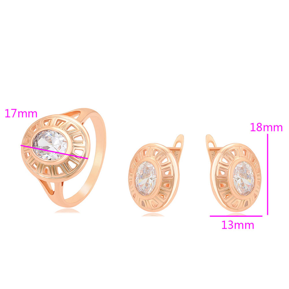 Pozlacená Slitinová Sada s Bílým Emporia® Křišťálem ( Náušnice+Prsten ) 3 