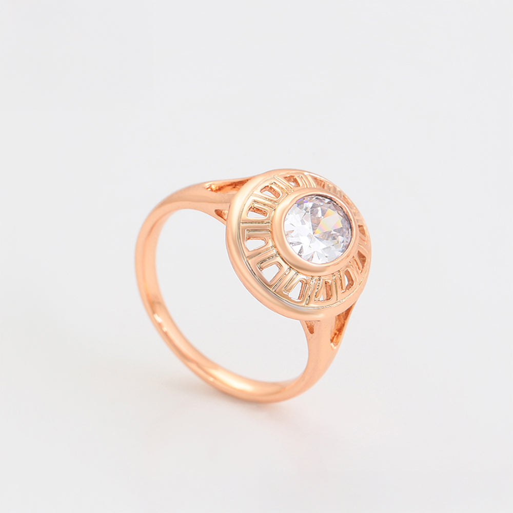 Pozlacená Slitinová Sada s Bílým Emporia® Křišťálem ( Náušnice+Prsten ) 4 