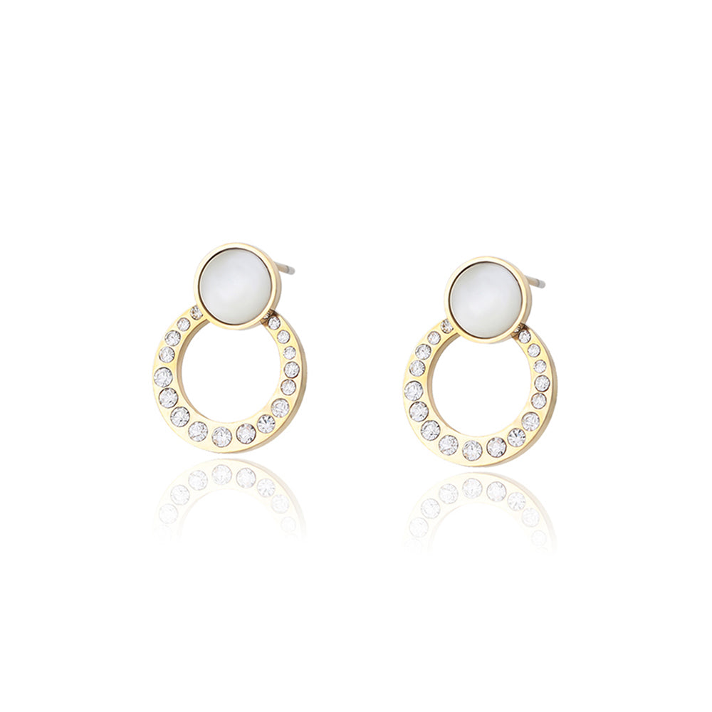 Pozlacené Slitinové Náušnice s Bílým Emporia® Křišťálem 2 