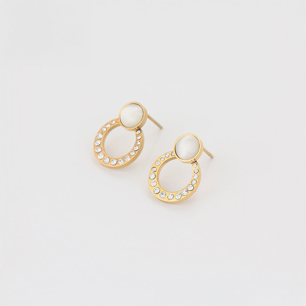 Pozlacené Slitinové Náušnice s Bílým Emporia® Křišťálem 1 