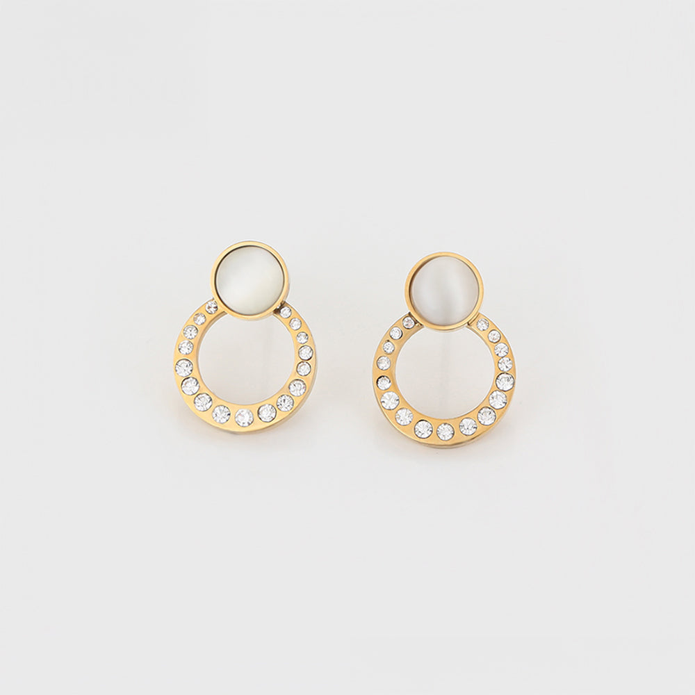 Pozlacené Slitinové Náušnice s Bílým Emporia® Křišťálem