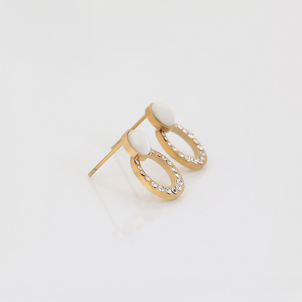 Pozlacené Slitinové Náušnice s Bílým Emporia® Křišťálem