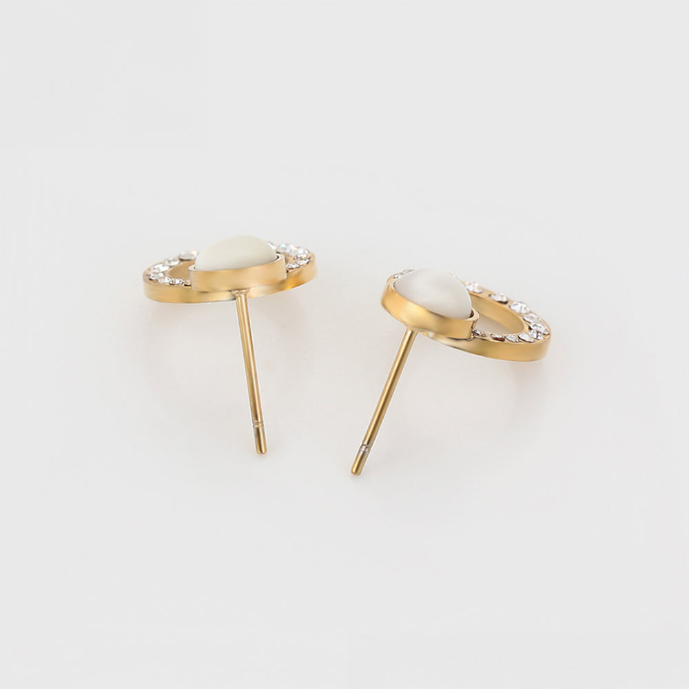 Pozlacené Slitinové Náušnice s Bílým Emporia® Křišťálem