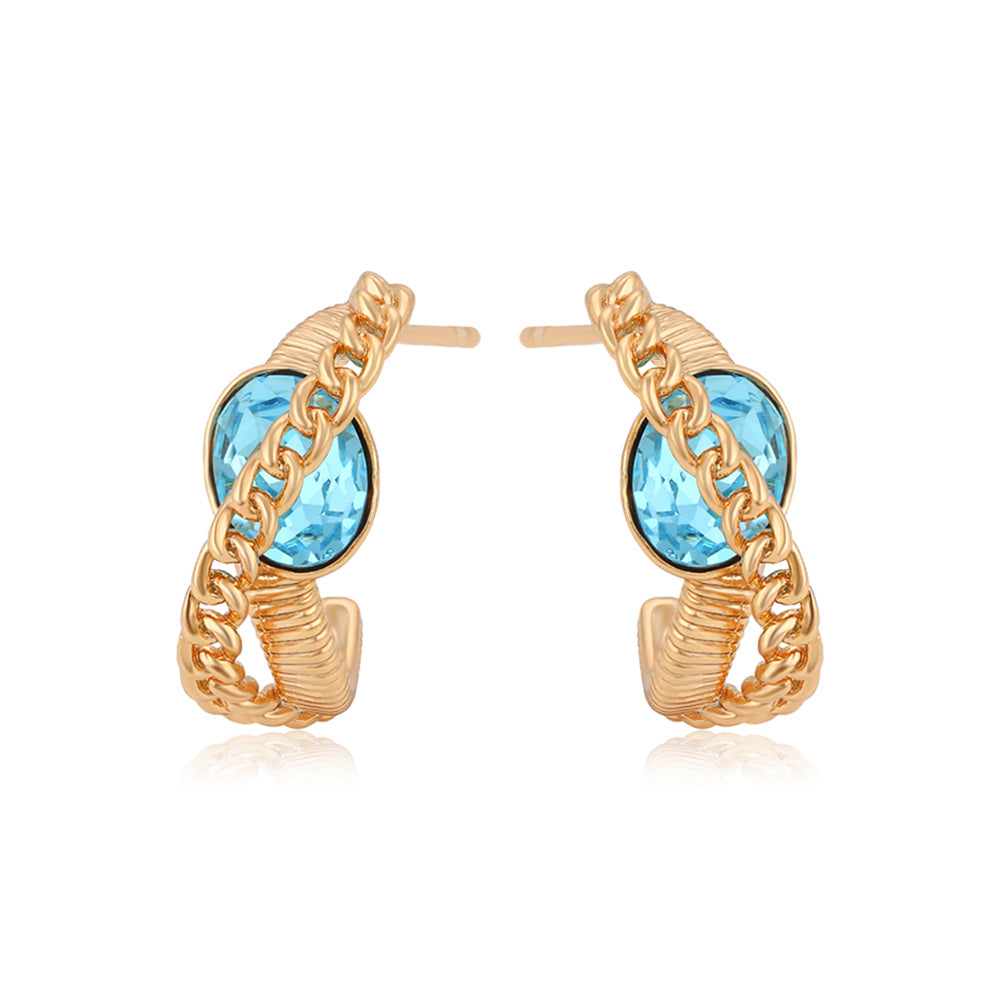 Pozlacené Slitinové Náušnice s Modrým Emporia® Křišťálem