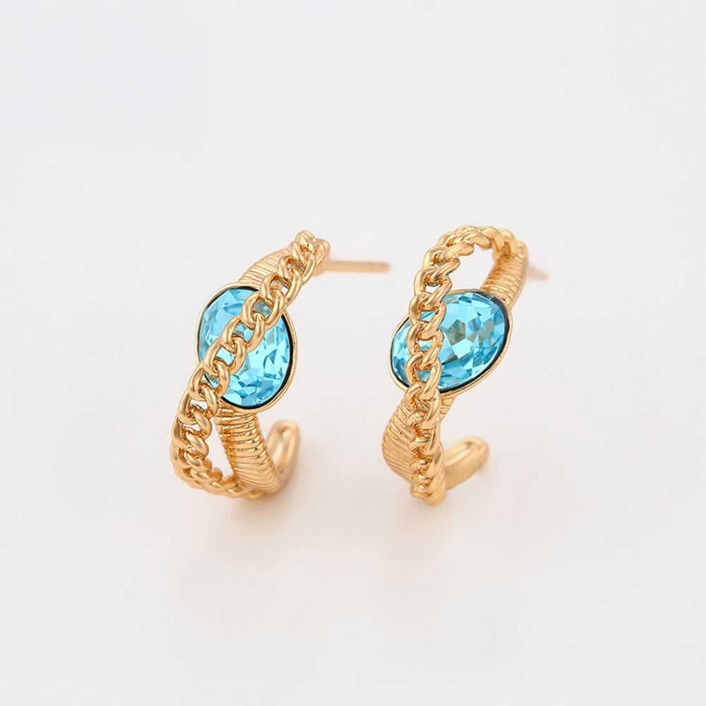 Pozlacené Slitinové Náušnice s Modrým Emporia® Křišťálem 3 
