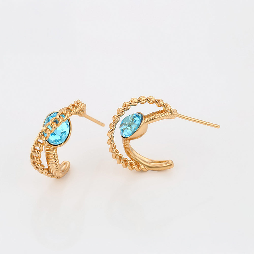 Pozlacené Slitinové Náušnice s Modrým Emporia® Křišťálem 5 