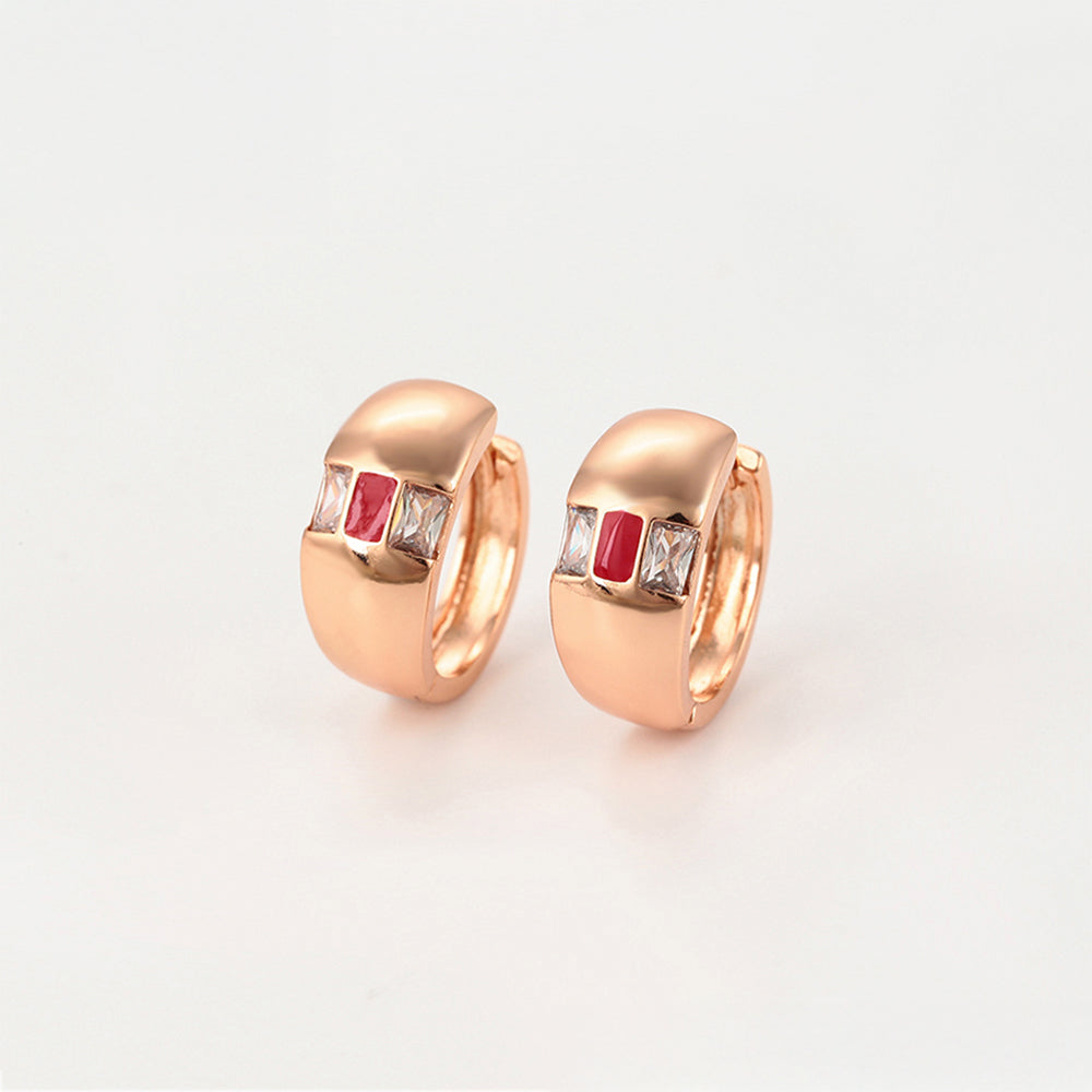 Pozlacená Slitinová Sada s Červeným Emporia® Křišťálem a Bílým Emporia® Křišťálem ( Náušnice+Prsten ) 4 