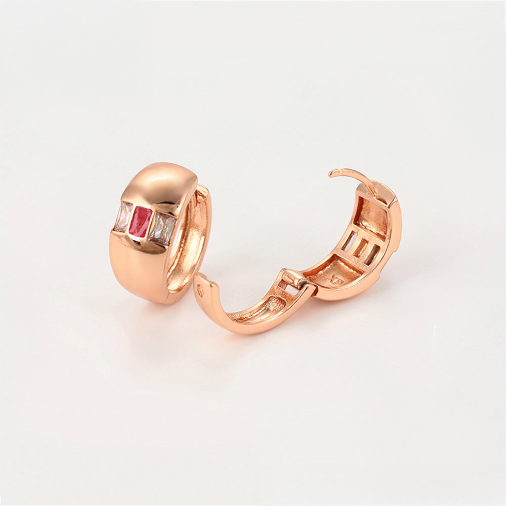 Pozlacená Slitinová Sada s Červeným Emporia® Křišťálem a Bílým Emporia® Křišťálem ( Náušnice+Prsten )